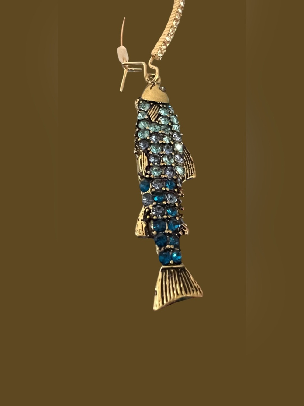 Betsey Johnson Blue Crystal Fish Drop Earrings - Picture 11 of 16